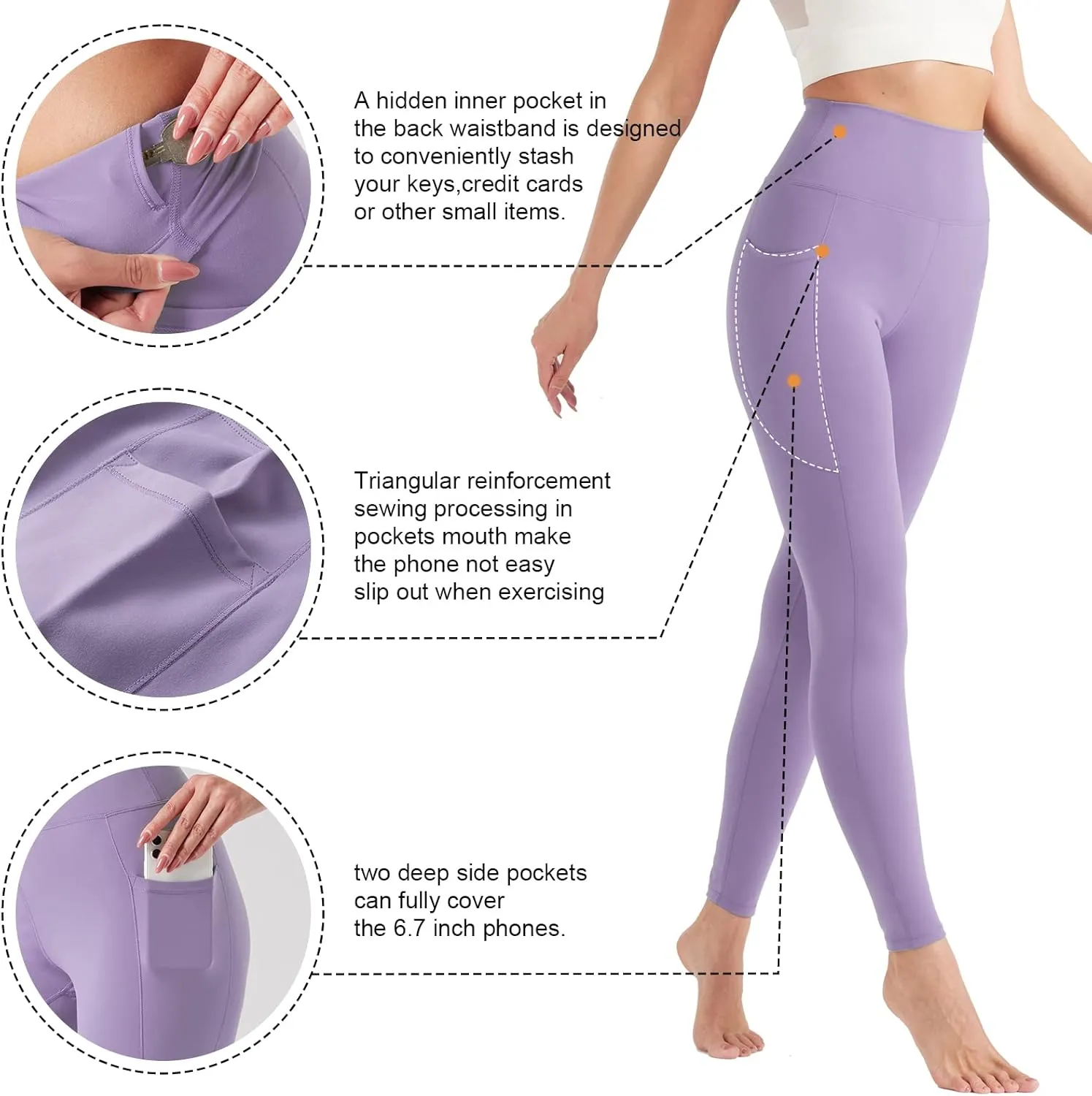BETTERCHIC Yoga Pants Women High Waisted Tummy Control Yoga Leggings Buttery Soft Leggings Workout Leggings with Pockets