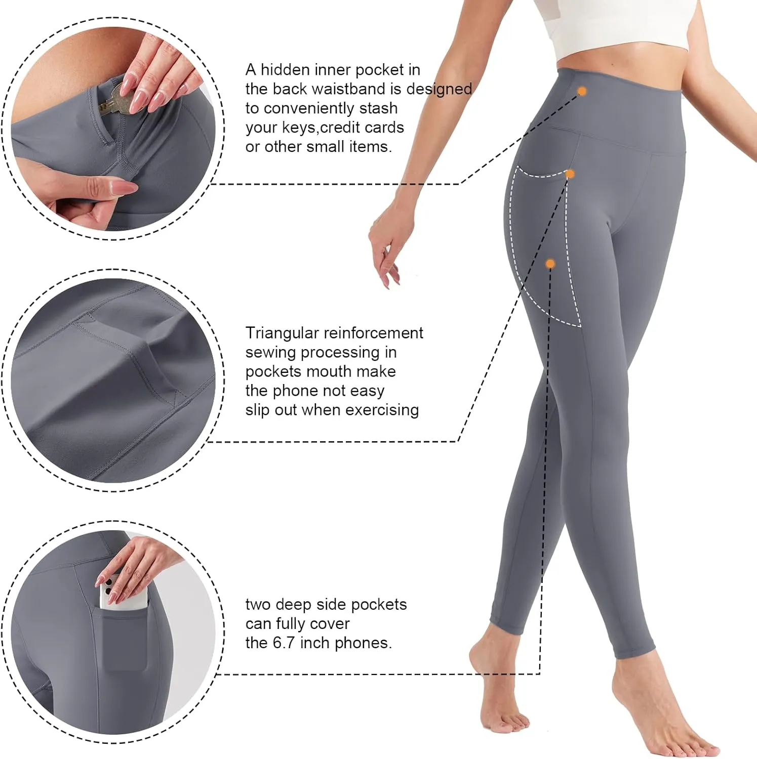 BETTERCHIC Yoga Pants Women High Waisted Tummy Control Yoga Leggings Buttery Soft Leggings Workout Leggings with Pockets