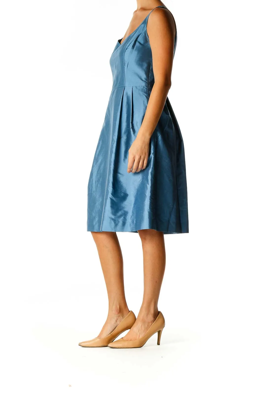 Blue Solid Day A-Line Dress