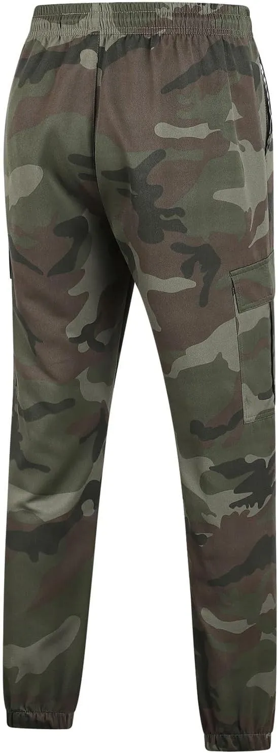 Cargo Jogger Pants for Men Camouflage Drawstring Elastic Waist Jogging Trousers Camo Military Tactical Tapered Pants