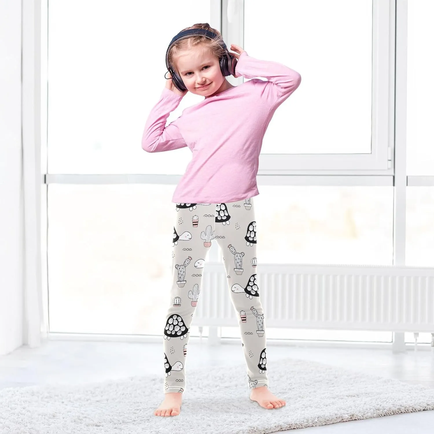 Emelivor Leggings for Girls Stretch Pants Girls Leggings Ankle Length Leggings for Kids Toddler Girls 4-10 Years