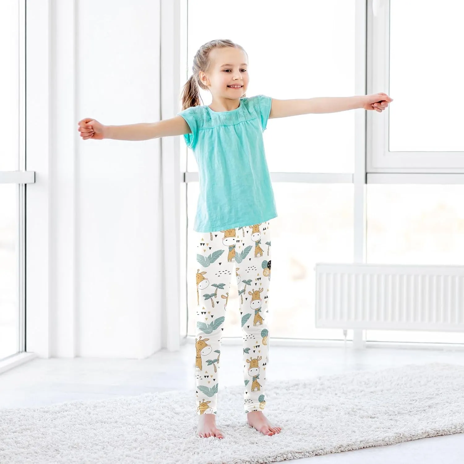 Emelivor Leggings for Girls Stretch Pants Girls Leggings Ankle Length Leggings for Kids Toddler Girls 4-10 Years