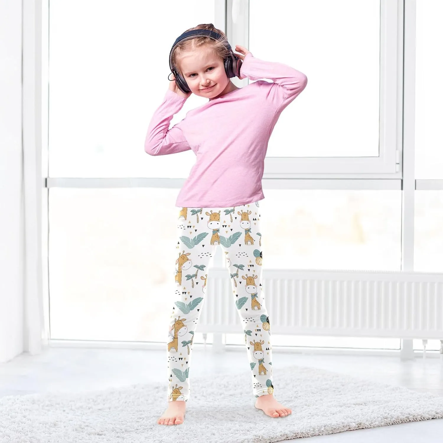 Emelivor Leggings for Girls Stretch Pants Girls Leggings Ankle Length Leggings for Kids Toddler Girls 4-10 Years