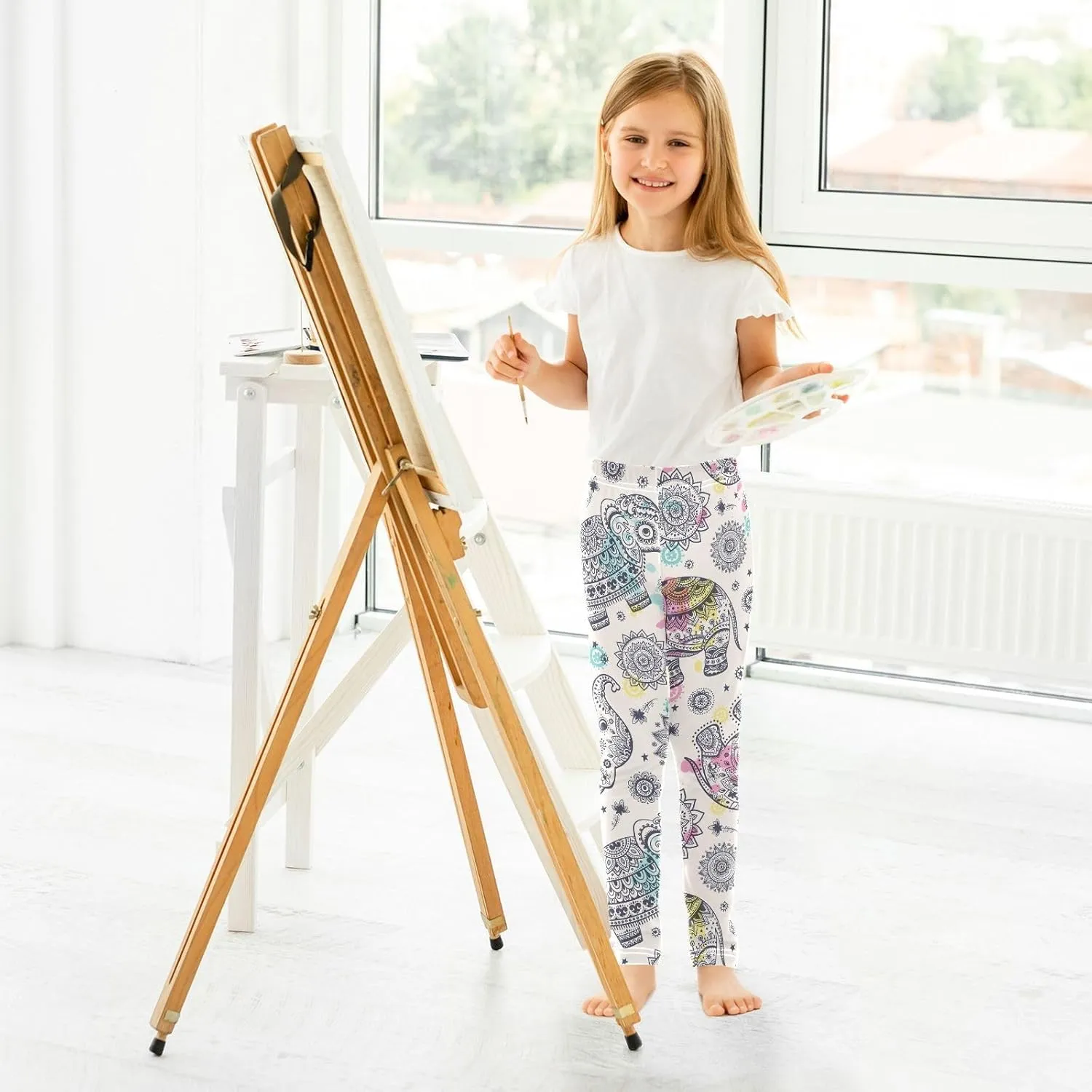 Emelivor Leggings for Girls Stretch Pants Girls Leggings Ankle Length Leggings for Kids Toddler Girls 4-10 Years