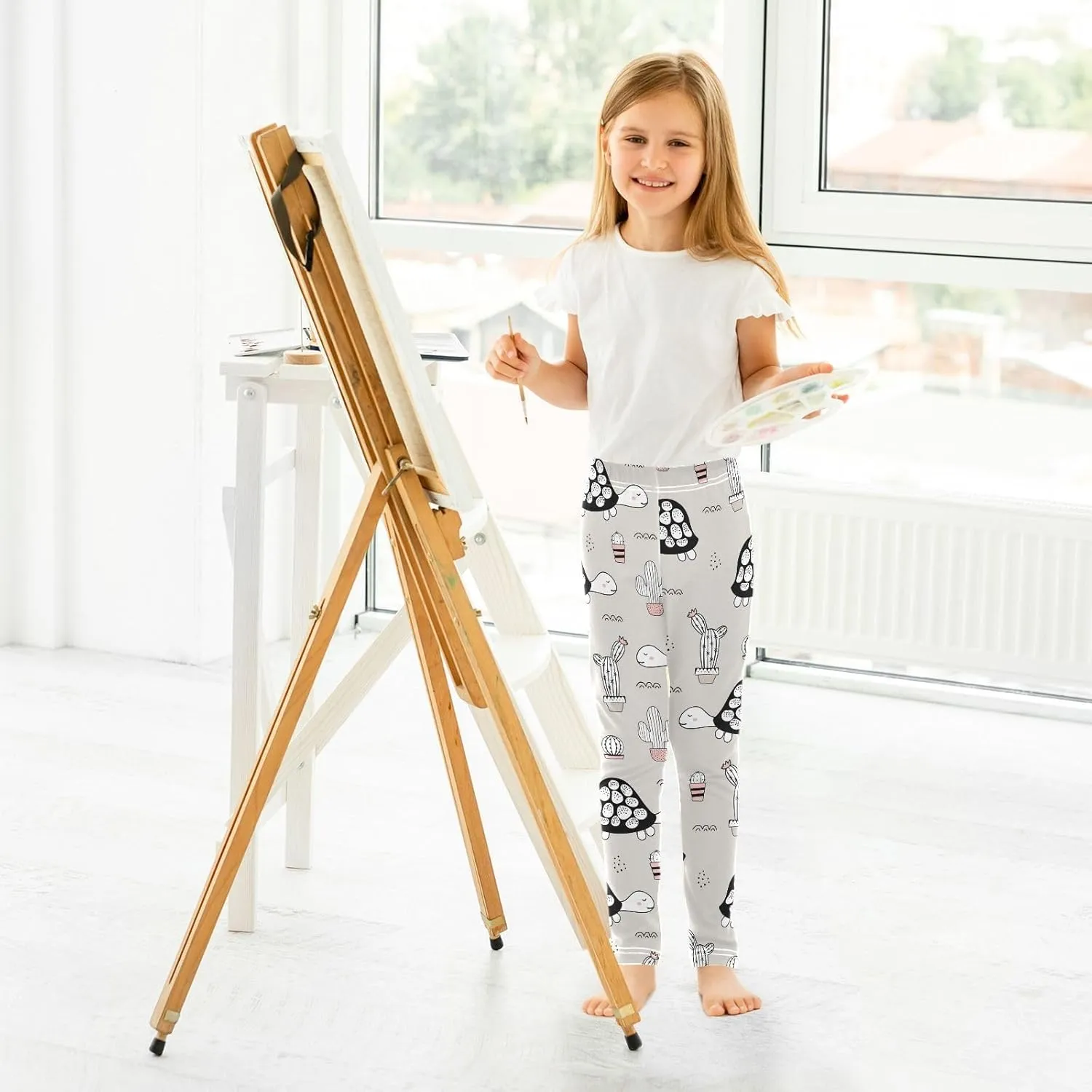 Emelivor Leggings for Girls Stretch Pants Girls Leggings Ankle Length Leggings for Kids Toddler Girls 4-10 Years
