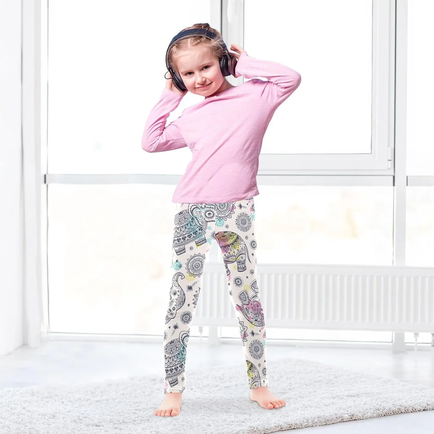 Emelivor Leggings for Girls Stretch Pants Girls Leggings Ankle Length Leggings for Kids Toddler Girls 4-10 Years