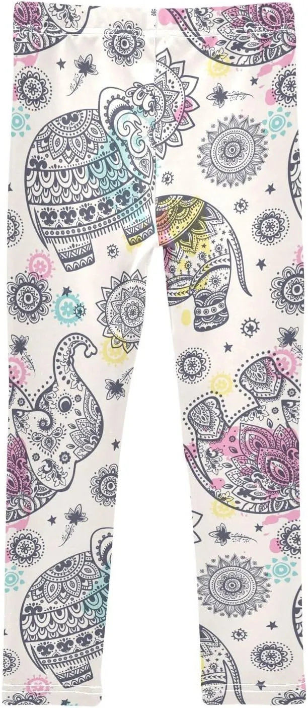 Emelivor Leggings for Girls Stretch Pants Girls Leggings Ankle Length Leggings for Kids Toddler Girls 4-10 Years