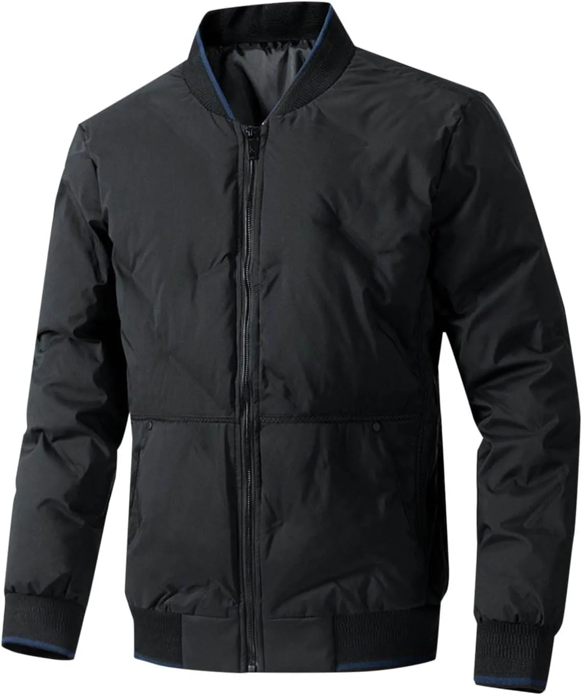 evzosrz Mens Bomber Jackets Windbreaker Casual Fall Winter Warm Thicken Full Zip Windproof Outwear Padded Lined Puffer Coat