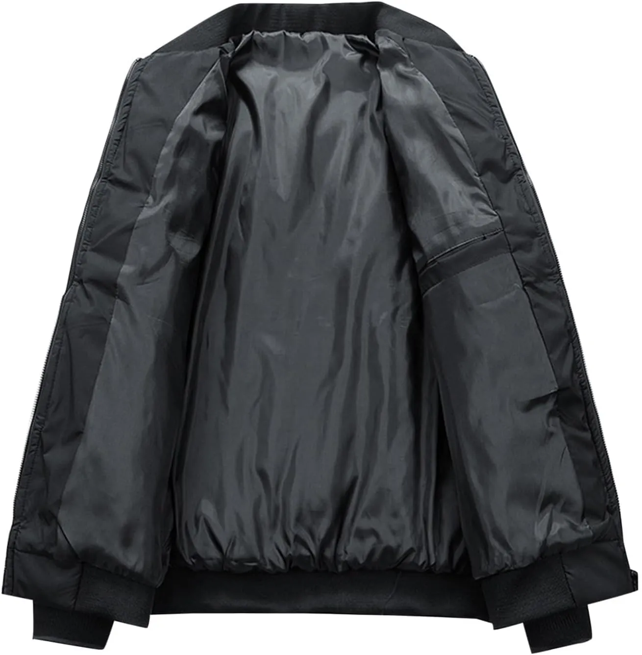 evzosrz Mens Bomber Jackets Windbreaker Casual Fall Winter Warm Thicken Full Zip Windproof Outwear Padded Lined Puffer Coat