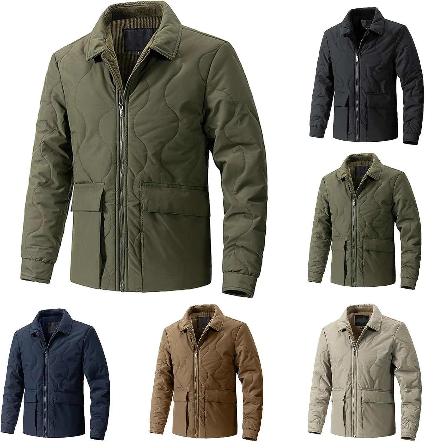 evzosrz Men's Corduroy Lined Coats, Quilted Jacket Warm Loose Casual Fleece Sherpa Lined Winter Comfy Outdoor Activities Coat