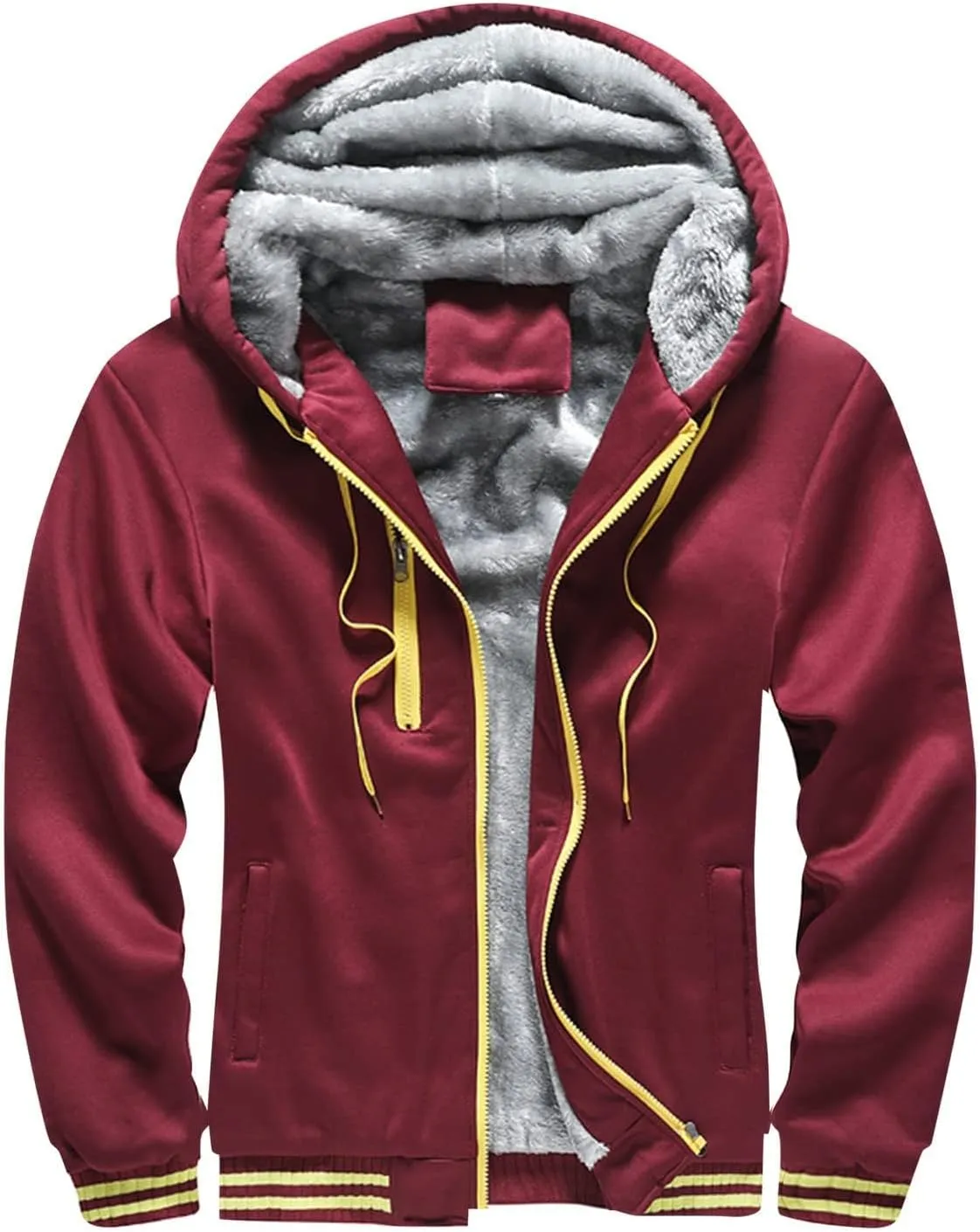 evzosrz Mens Hoodies Jacket Casual Winter Thick Sherpa Lined Fleece Jackets Full Zip Winter Baseball Sweatshirt Coat Outwear