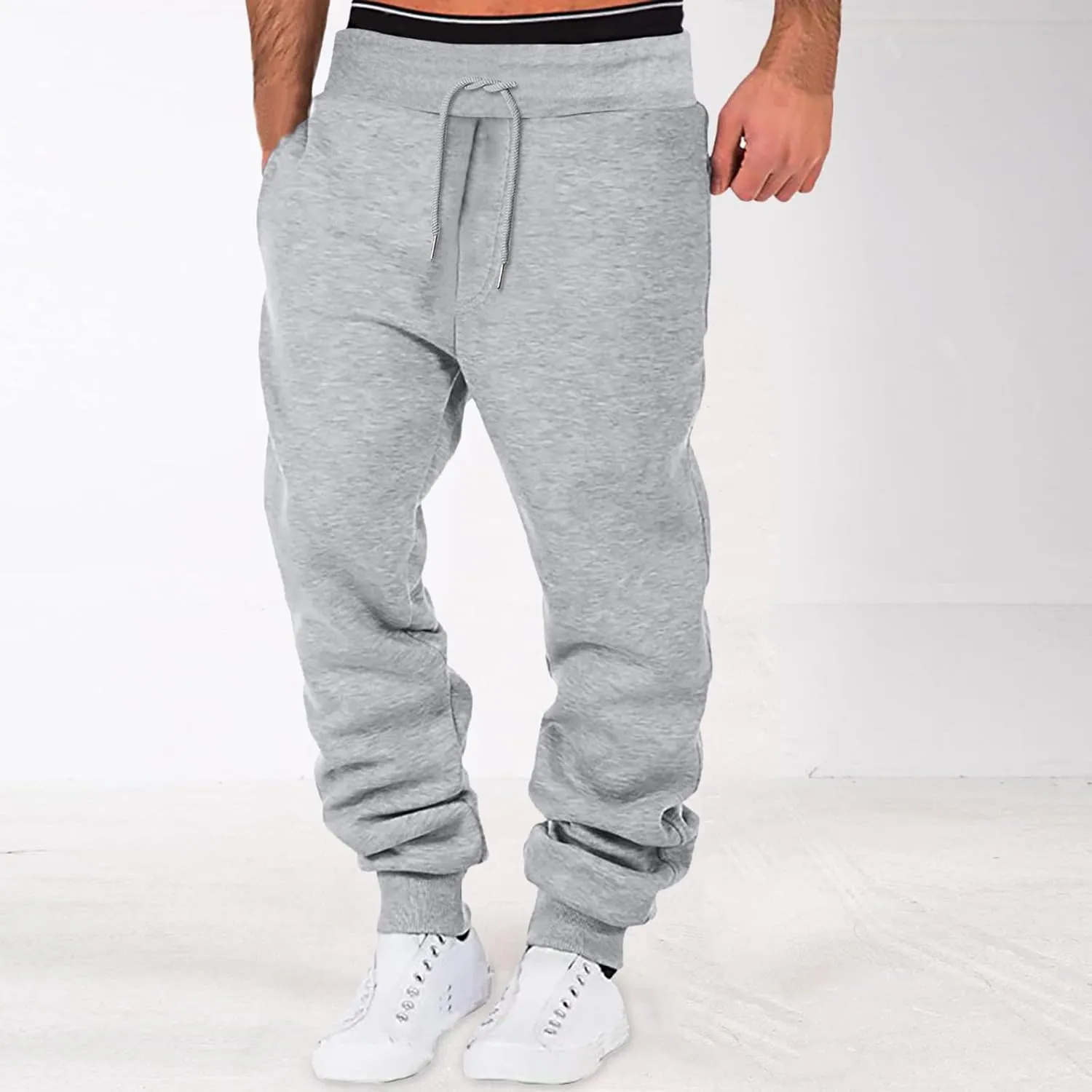 Joggers Pants Man Pants Casual Jogging Sports Elastic with Pockets Men's Men's Pants Heavyweight Fleece Cargo