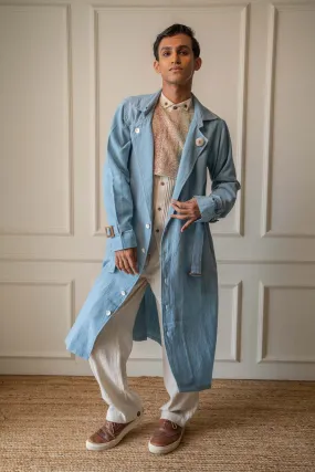 Light Blue Cotton Trench
