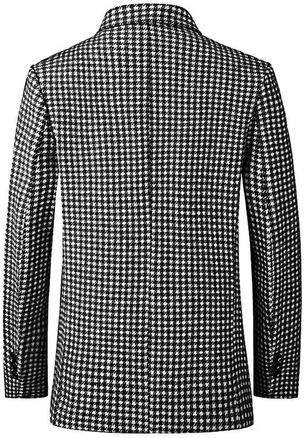 Men's Checkered Plaid Blazer Jacket Slim Fit Casual Suit Coat with Dual Front Pockets