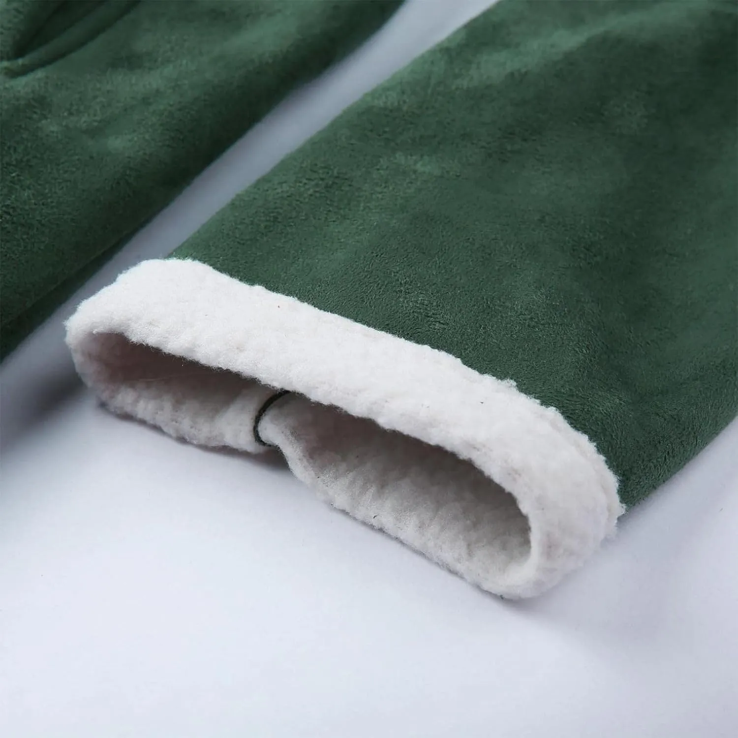 Mens Faux Suede Sherpa Fleece Lined Jackets Fur Collar Long Trench Coat Heavyweight Big and Tall Outwear Coat