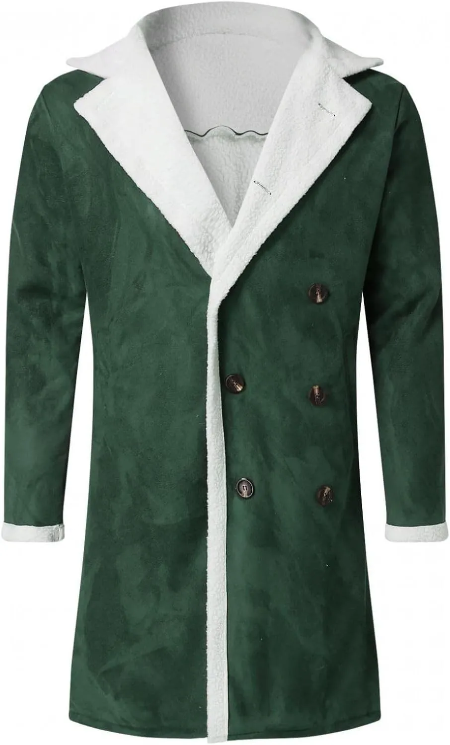 Mens Faux Suede Sherpa Fleece Lined Jackets Fur Collar Long Trench Coat Heavyweight Big and Tall Outwear Coat