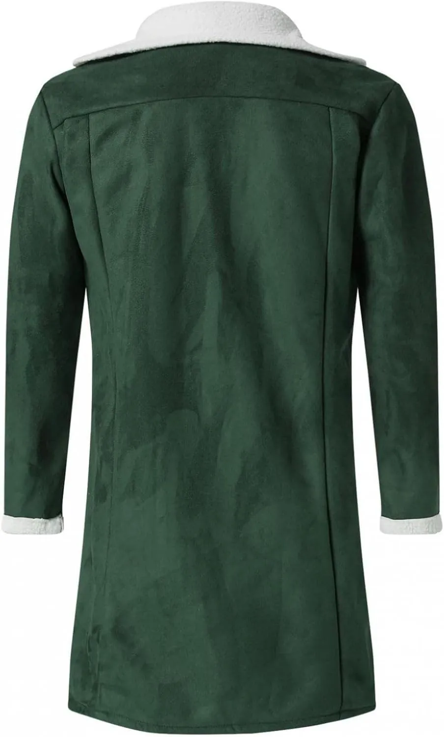 Mens Faux Suede Sherpa Fleece Lined Jackets Fur Collar Long Trench Coat Heavyweight Big and Tall Outwear Coat