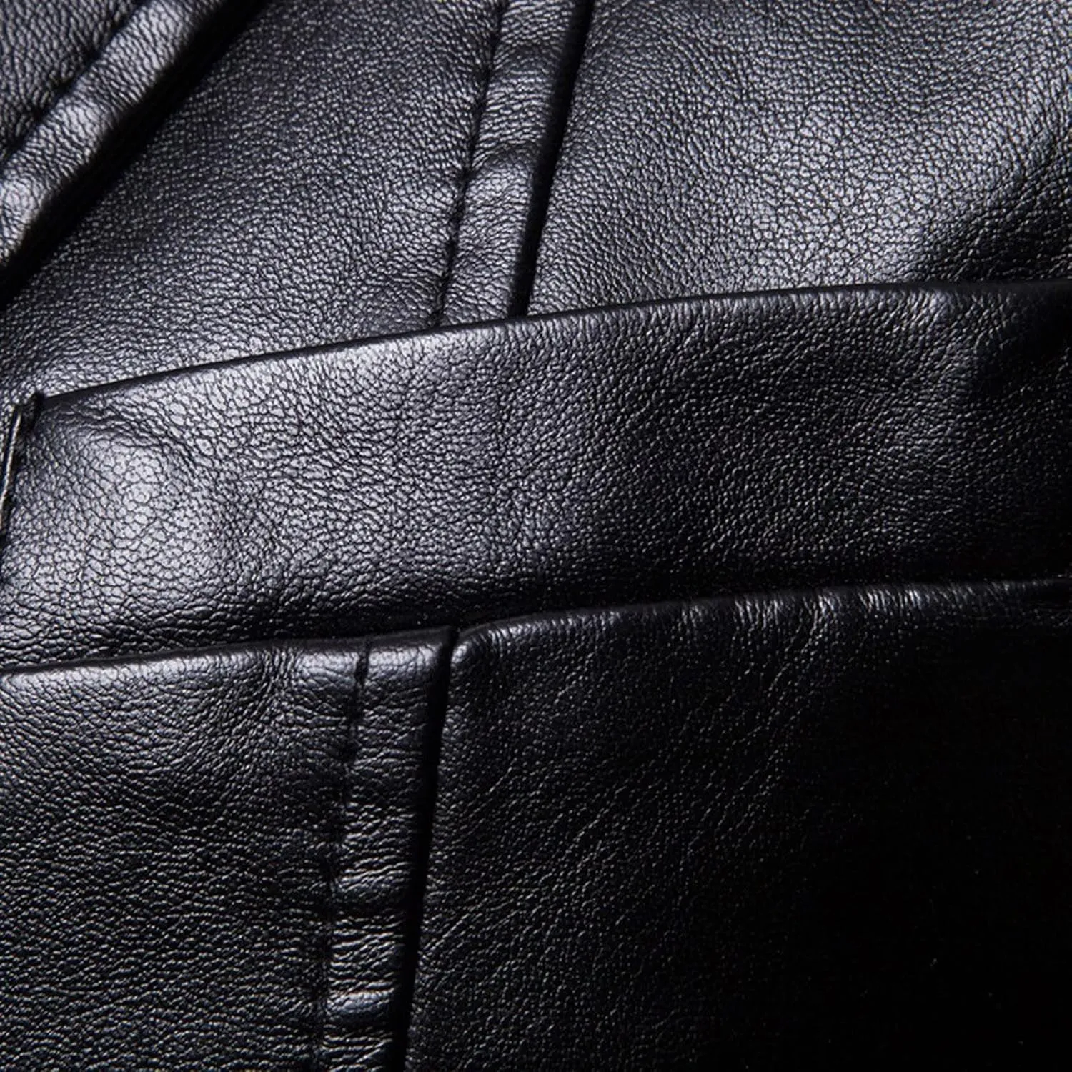 Mens PU Leather Blazer Lapel Collar 2 Buttons Moto Faux Lambskin Sport Coat Jacket Business Casual Dress Suit Coat
