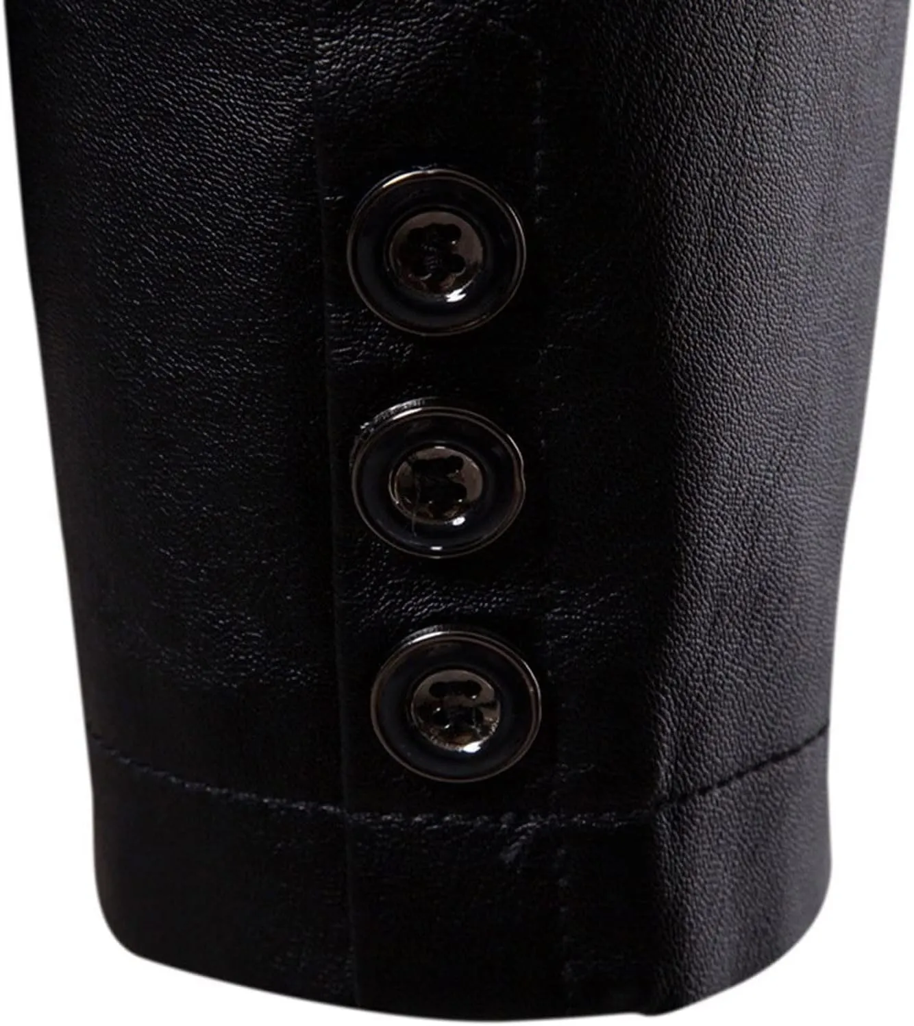 Mens PU Leather Blazer Lapel Collar 2 Buttons Moto Faux Lambskin Sport Coat Jacket Business Casual Dress Suit Coat
