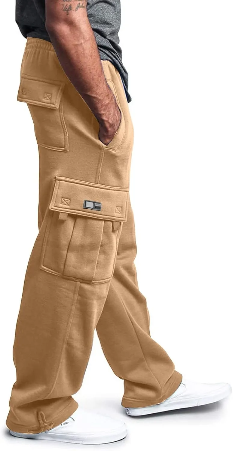 Mens Sweatpants Pants Casual Jogging Sports Elastic with Pockets Men's Men's Pants Heavyweight Fleece Cargo