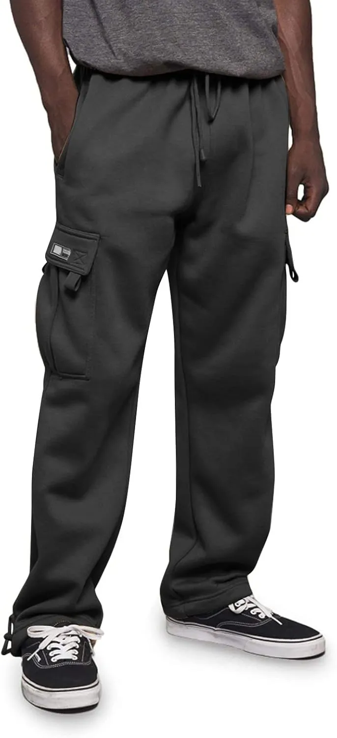 Mens Sweatpants Pants Casual Jogging Sports Elastic with Pockets Men's Men's Pants Heavyweight Fleece Cargo