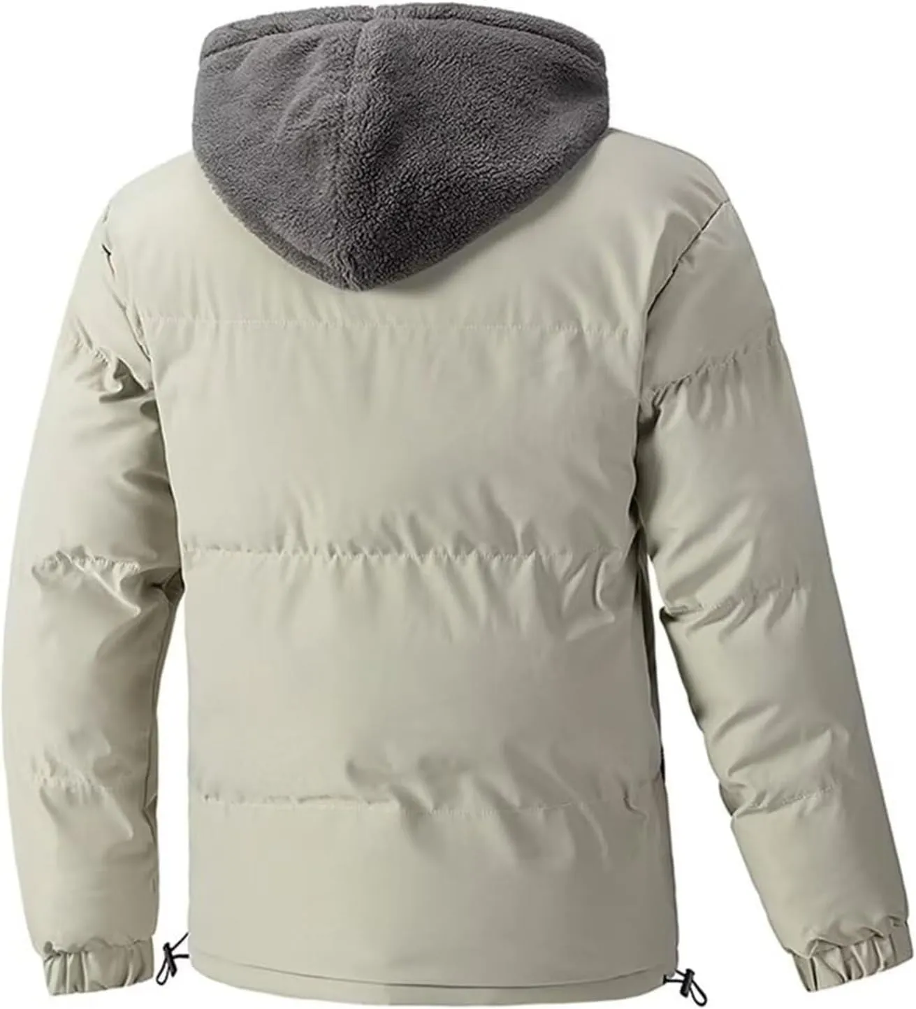 Mens Thermal Puffer Jacket Hooded Ski Puffer Jacket Waterproof Long Sleeve Coats Thicken Winter Warm Overcoats