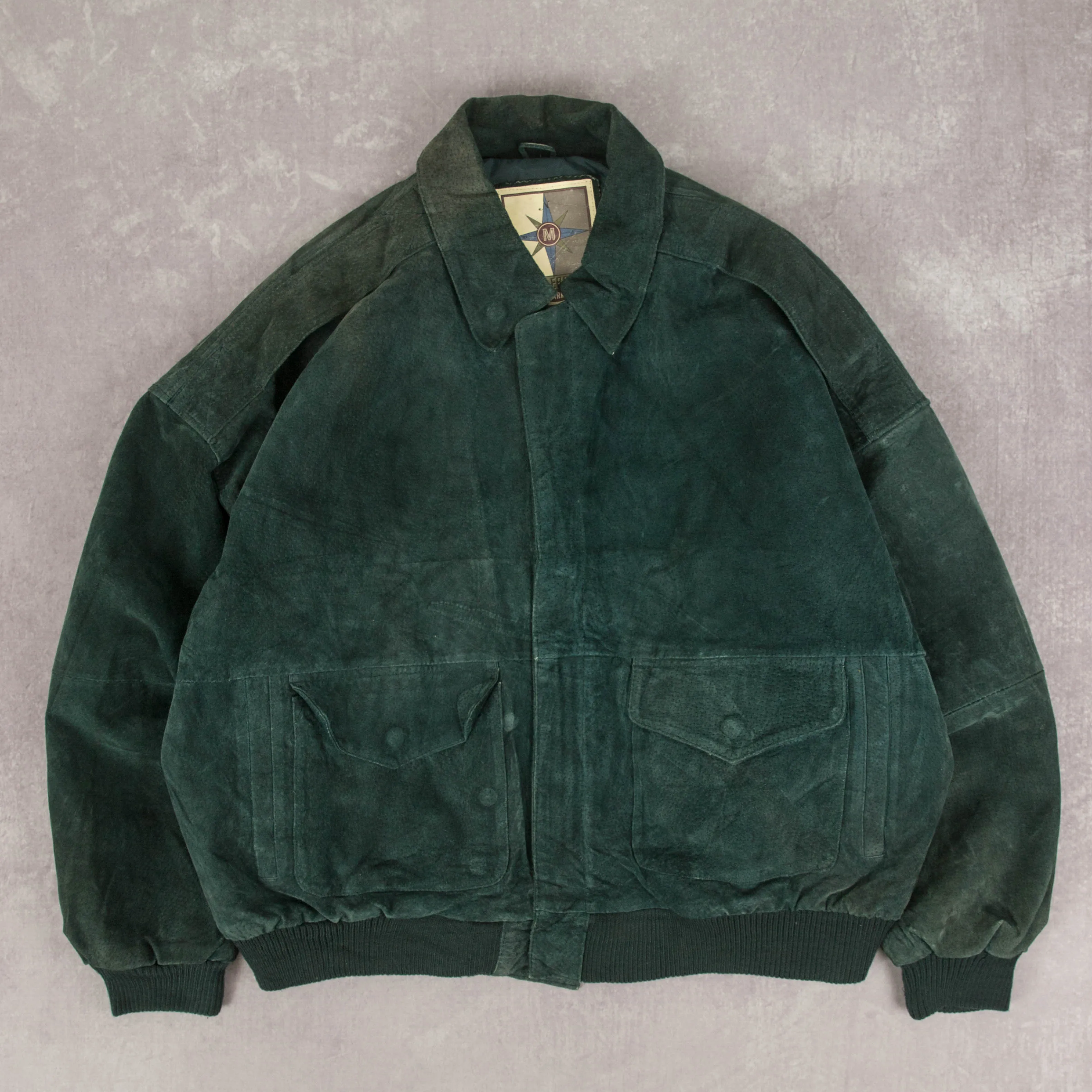 MEN'S VINTAGE 1990S SUEDE BOMBER JACKET - LARGE
