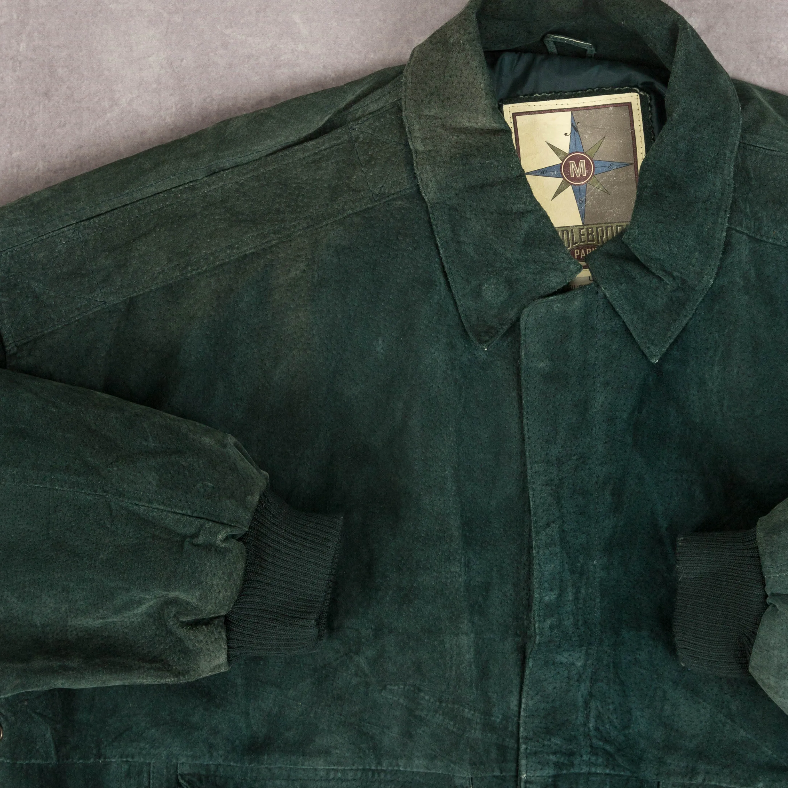 MEN'S VINTAGE 1990S SUEDE BOMBER JACKET - LARGE