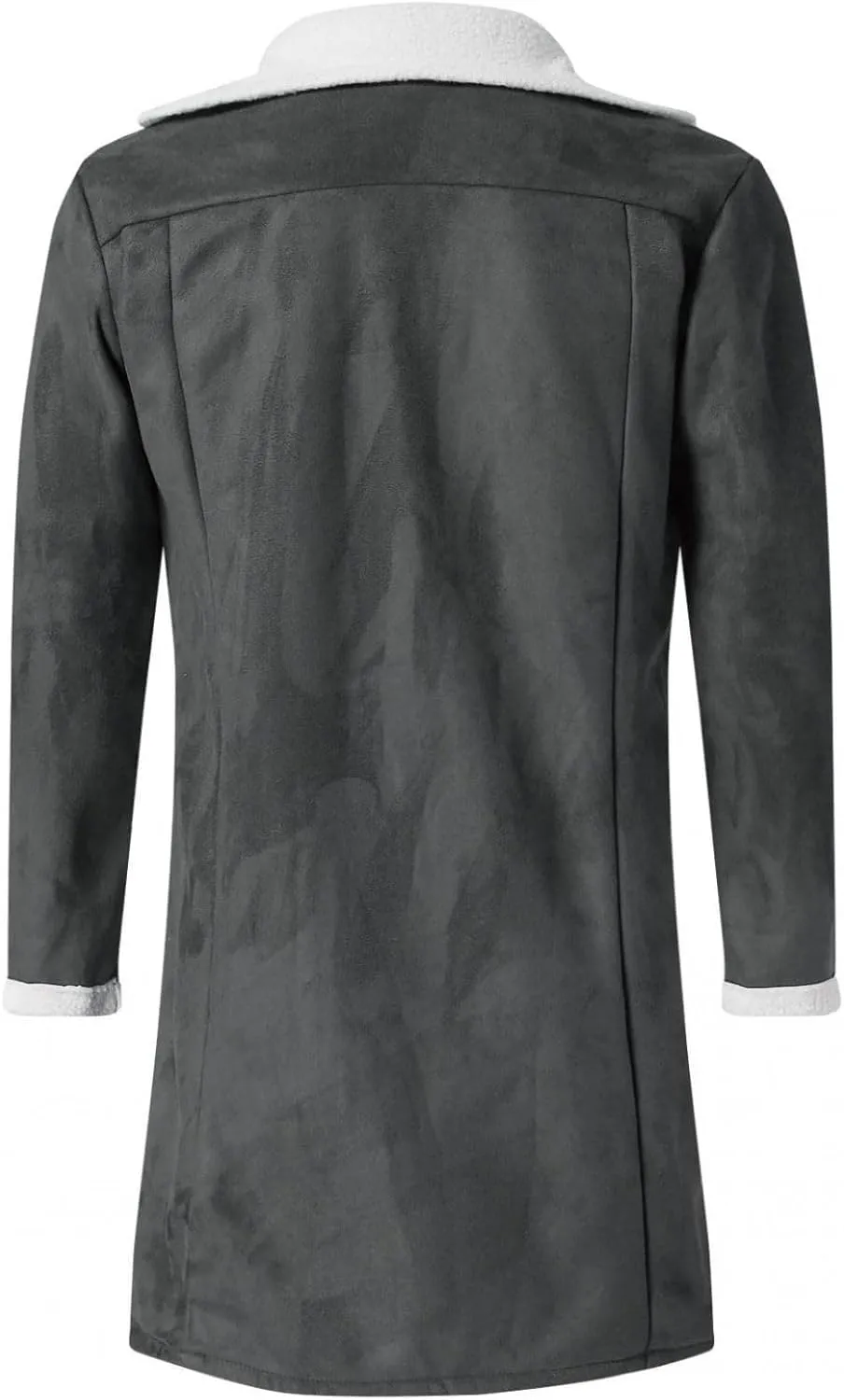 Men's Winter Sherpa Fleece Lined Jackets Faux Lapel Button Down Trench Coat Big and Tall Overcoat with Pockets