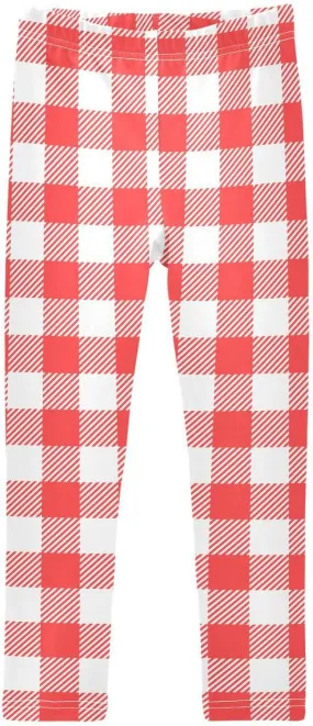 Plaid Leggings for Girls Stretch Pants Soft Girls Leggings Ankle Length Leggings for Kids Toddler 4-10 Years