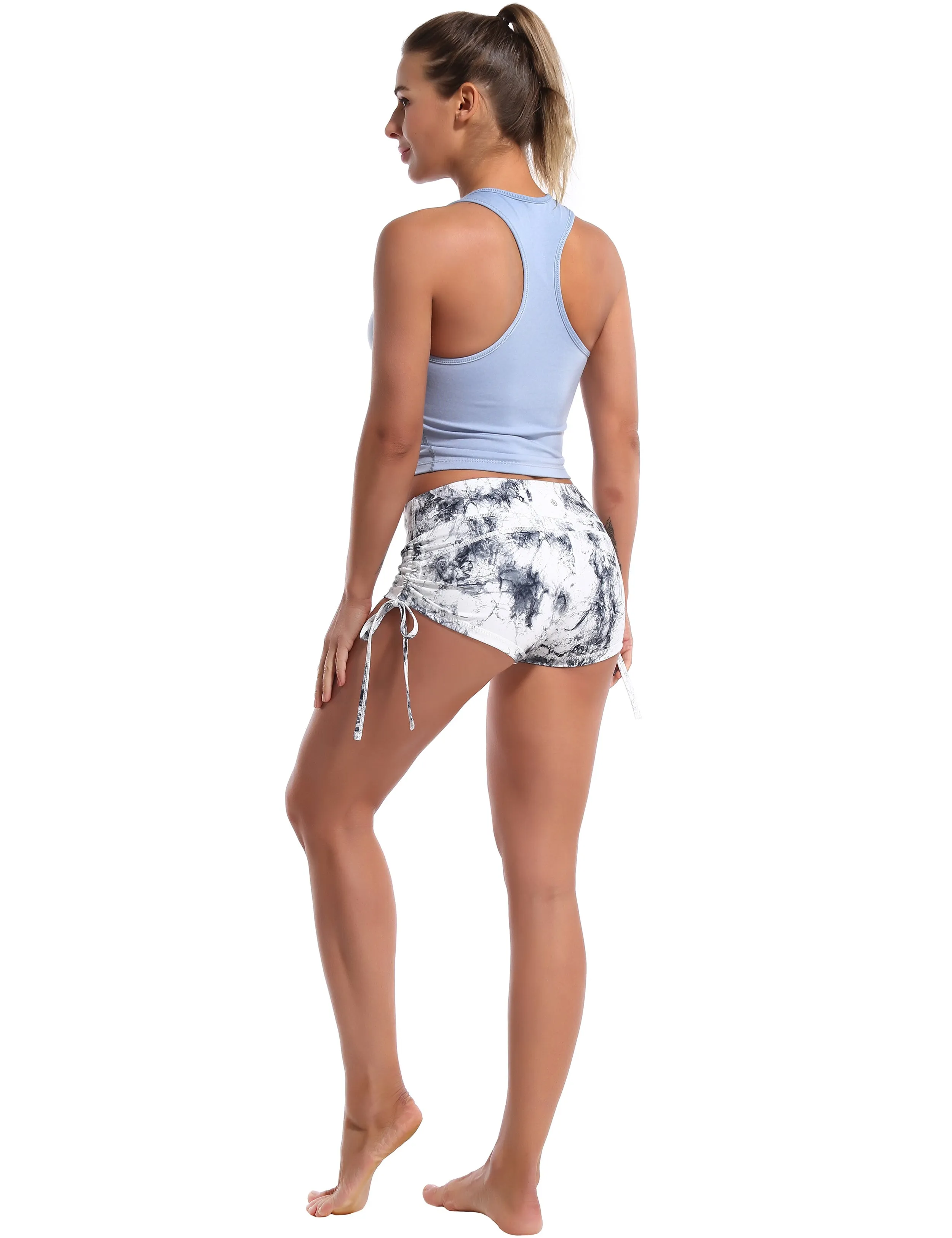 Racerback Athletic Crop Tank Tops heatherblue_Running