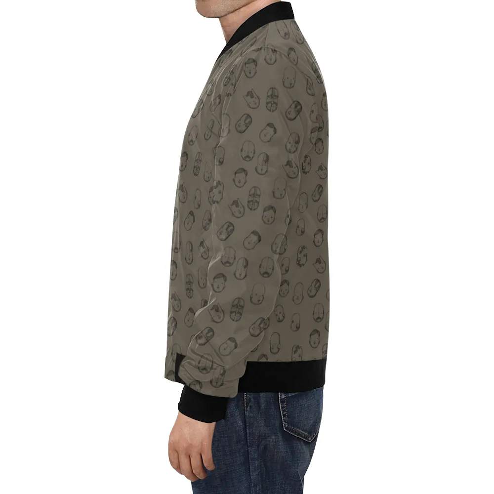 Robot Heads Pattern Print Unisex Bomber Jacket
