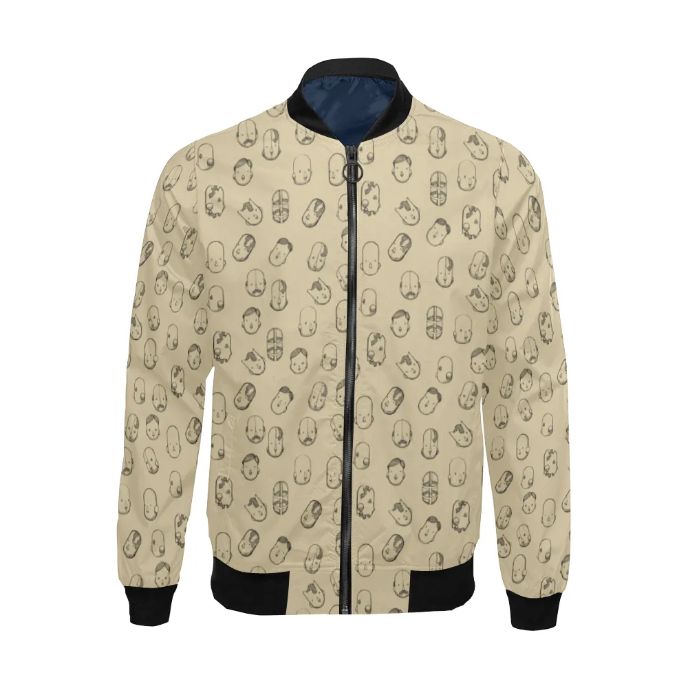 Robot Heads Pattern Print Unisex Bomber Jacket