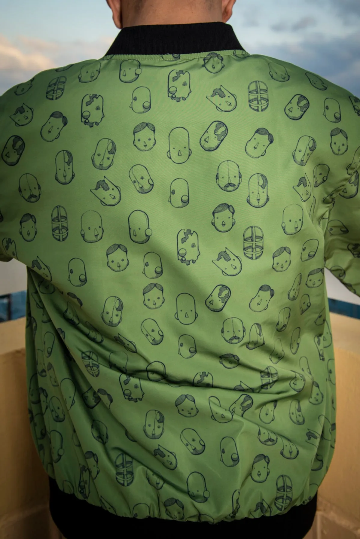 Robot Heads Pattern Print Unisex Bomber Jacket