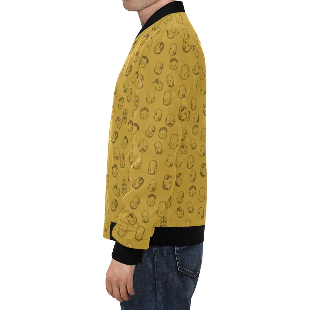 Robot Heads Pattern Print Unisex Bomber Jacket