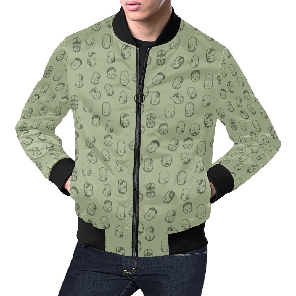 Robot Heads Pattern Print Unisex Bomber Jacket