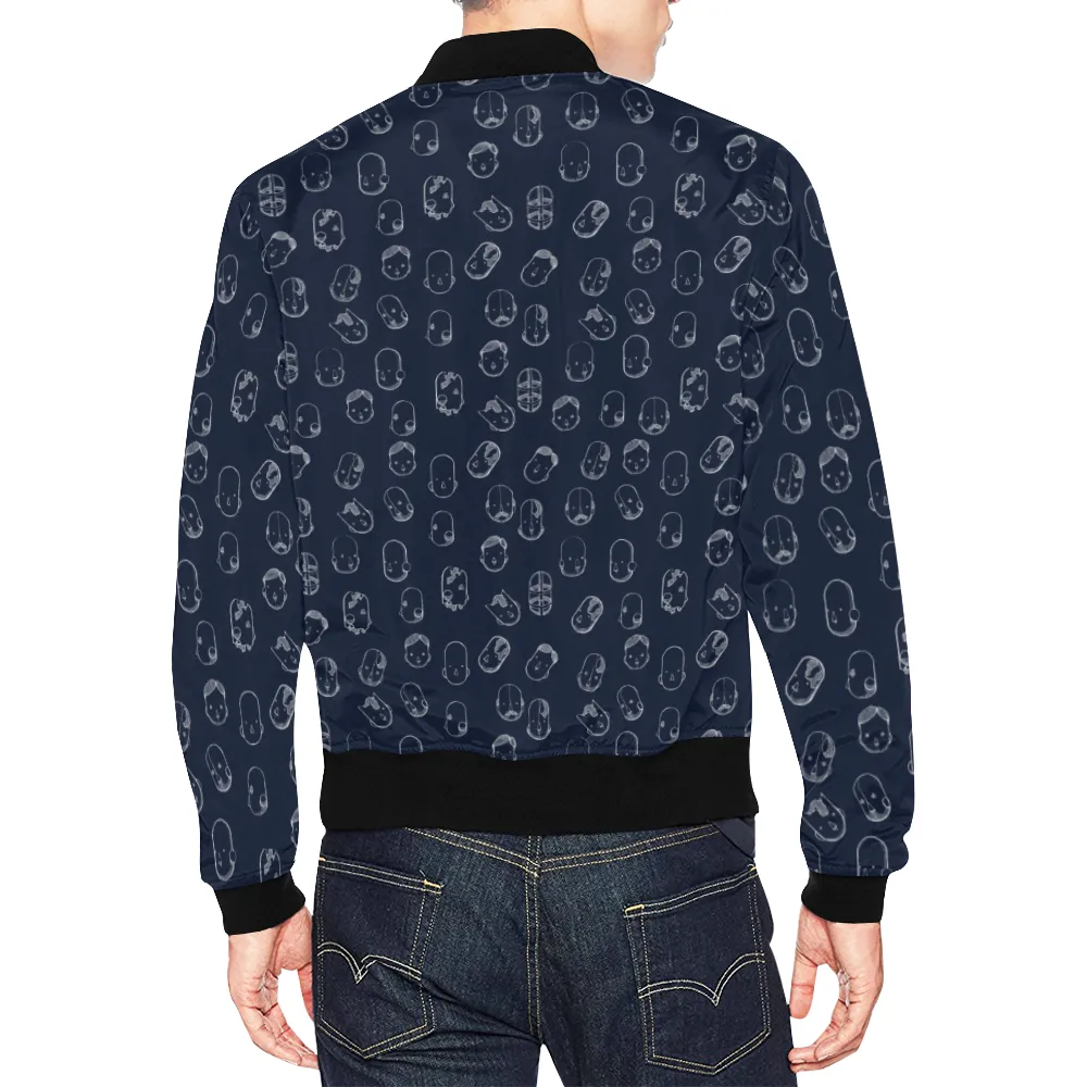 Robot Heads Pattern Print Unisex Bomber Jacket