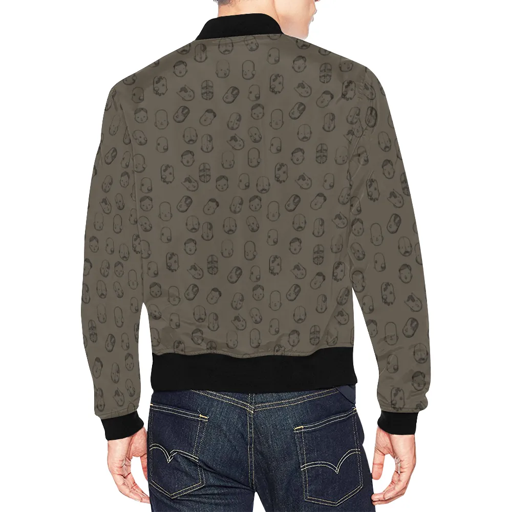 Robot Heads Pattern Print Unisex Bomber Jacket
