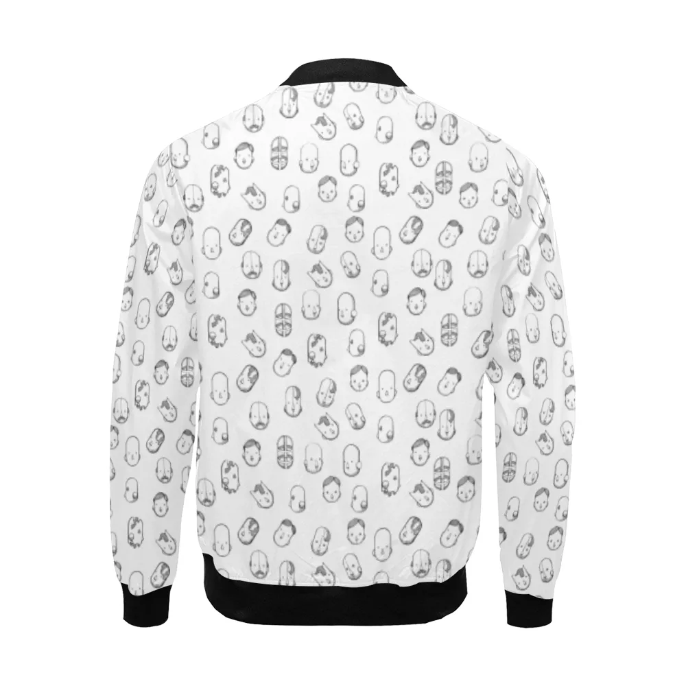 Robot Heads Pattern Print Unisex Bomber Jacket