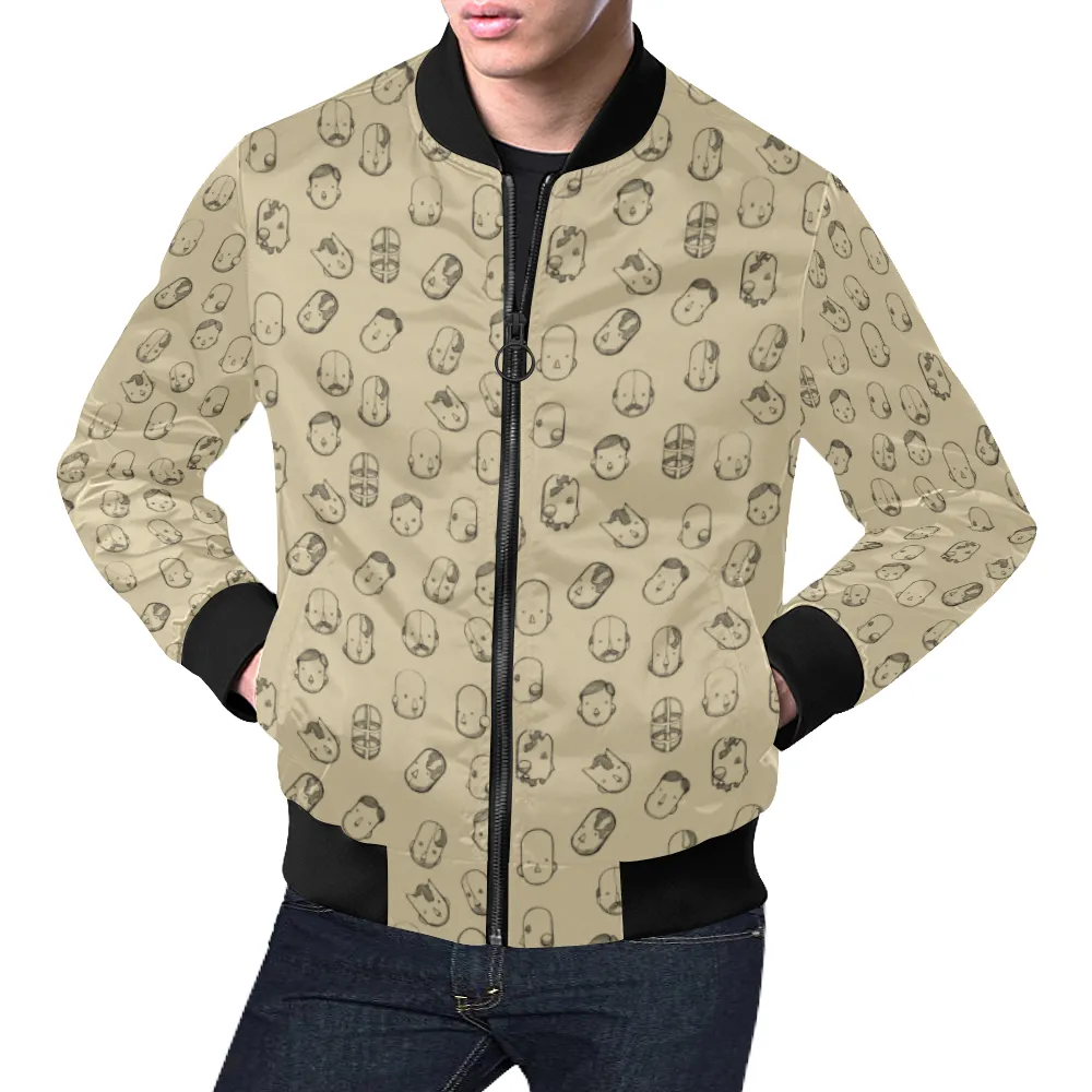 Robot Heads Pattern Print Unisex Bomber Jacket