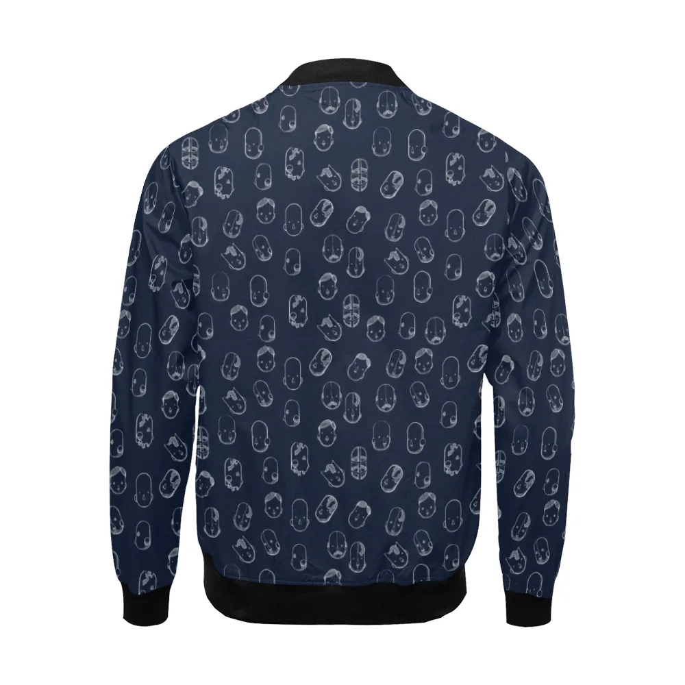 Robot Heads Pattern Print Unisex Bomber Jacket