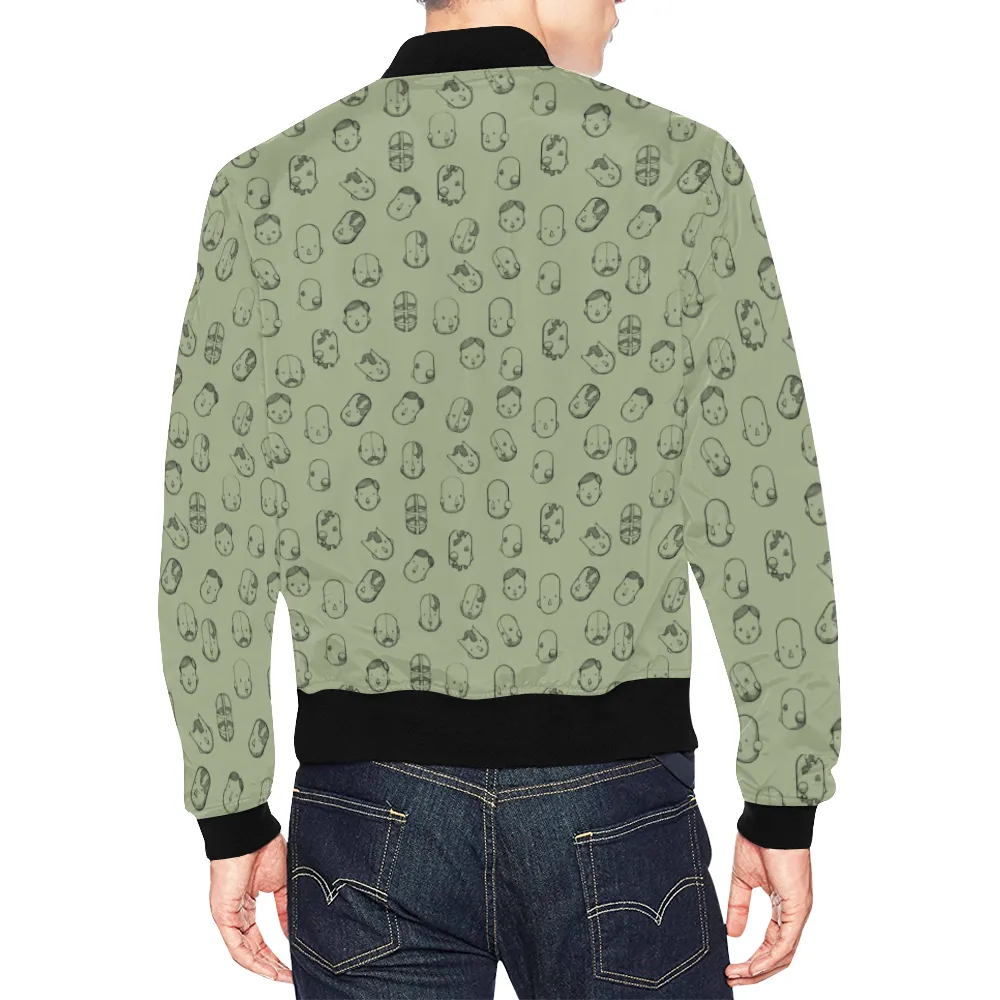 Robot Heads Pattern Print Unisex Bomber Jacket