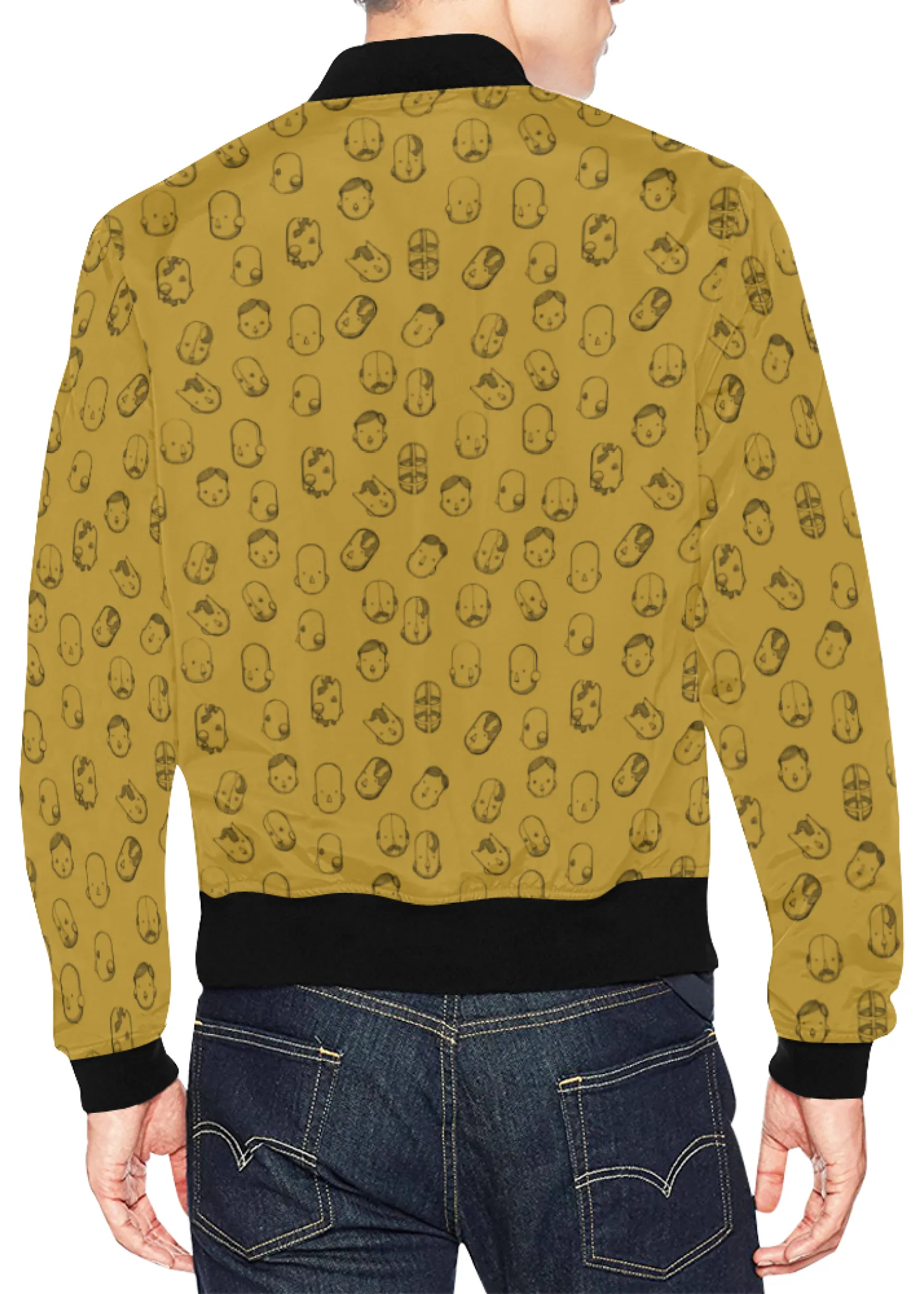 Robot Heads Pattern Print Unisex Bomber Jacket