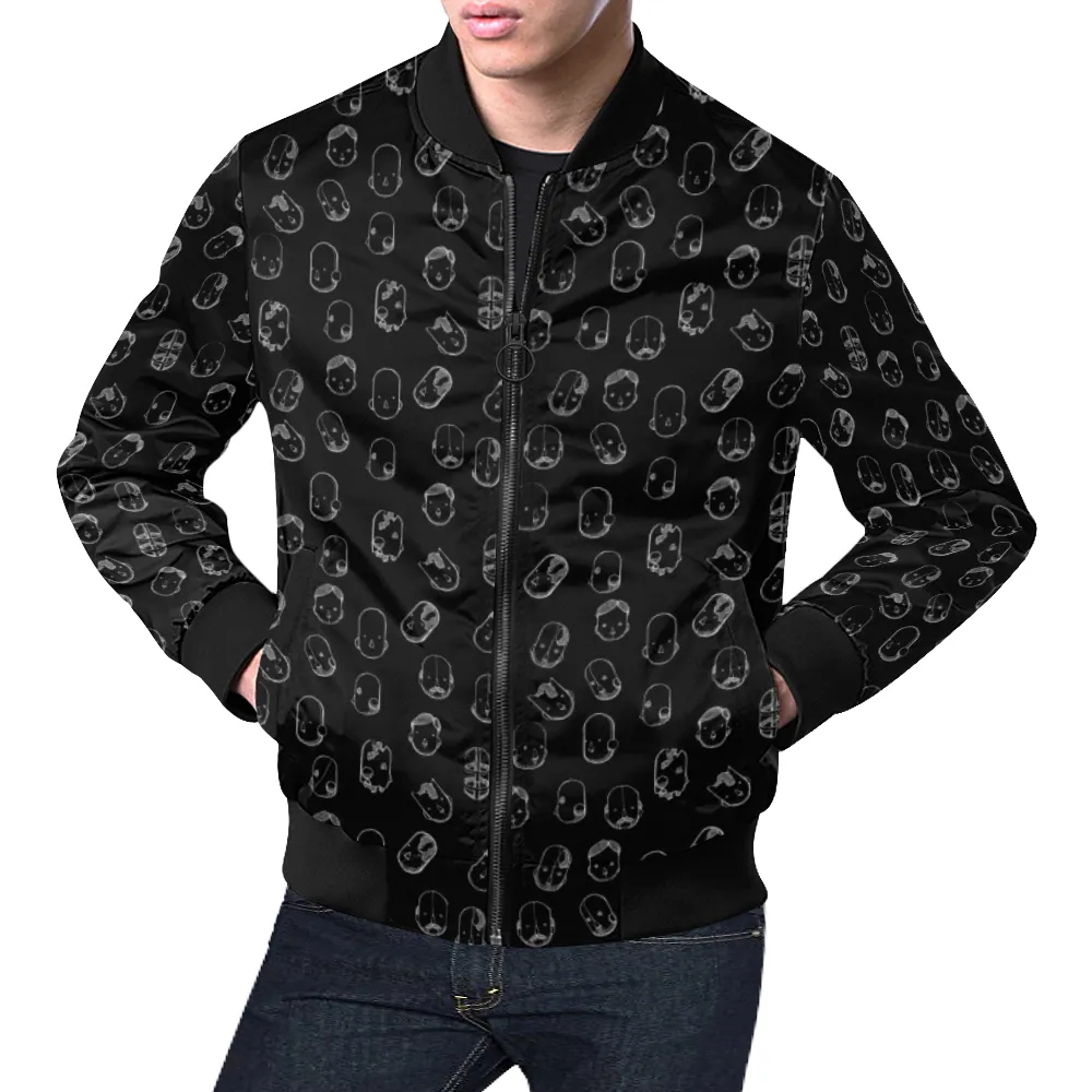 Robot Heads Pattern Print Unisex Bomber Jacket