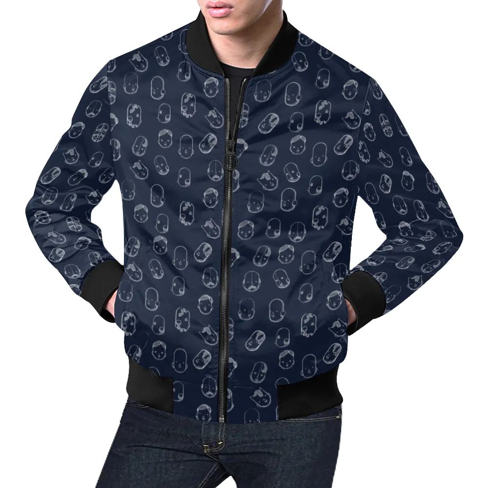 Robot Heads Pattern Print Unisex Bomber Jacket
