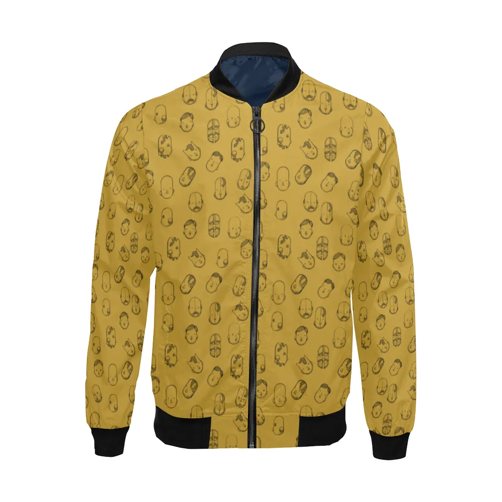 Robot Heads Pattern Print Unisex Bomber Jacket