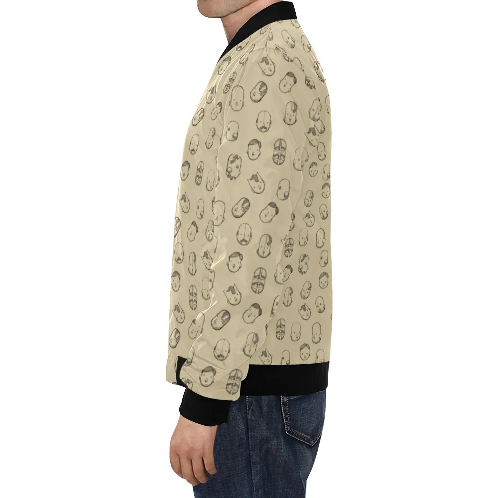 Robot Heads Pattern Print Unisex Bomber Jacket