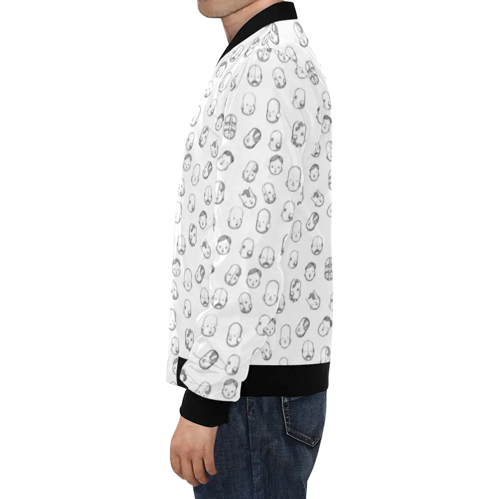 Robot Heads Pattern Print Unisex Bomber Jacket