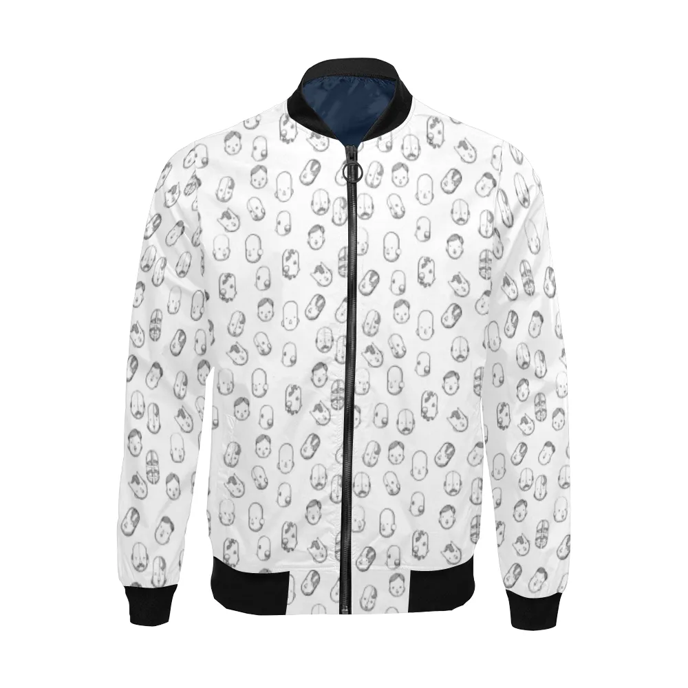 Robot Heads Pattern Print Unisex Bomber Jacket