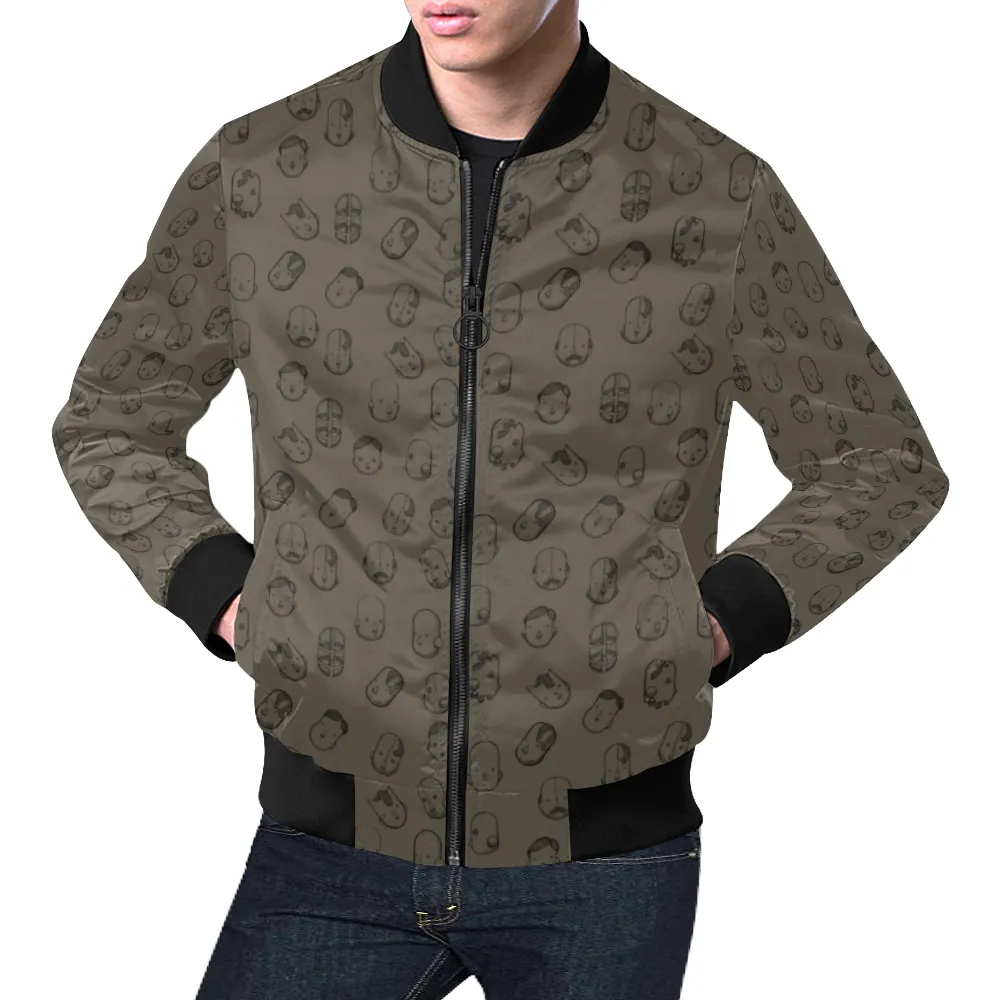 Robot Heads Pattern Print Unisex Bomber Jacket